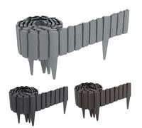 FIVMEN Bordure de Jardin en Plastique 2,3 m Effet Bois, Bordure de Potager avec Piquets de 10 cm, Imitation Bois, Bordure Tondue Palissade pour Jardin, Gris