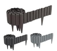FIVMEN Bordure de Jardin en Plastique 4,6 m Effet Bois, Bordure de Potager avec Piquets de 10 cm, Imitation Bois, Bordure Tondue Palissade pour Jardin, Marron