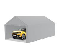 FIVMEN Carport, tente, 4 x 8 m, grande tente de garage, de rangement, avec parois latérales amovibles, résistant à l'hiver, mobile, pour voiture, SUV, camion, gris