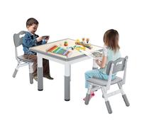FIVMEN Ensemble table et 2 chaises pour enfant, table et chaises pour enfants, hauteur réglable, 3 pièces, groupe de sièges pour enfants en plastique, mobilier de jeu pour enfants à partir de 2 ans