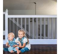 FIVMEN Filet de sécurité, pour escaliers, balcon, balustrade, pour enfants, 600 x 91 cm, avec serre-câbles, cordes en nylon et autocollant de sol, noir