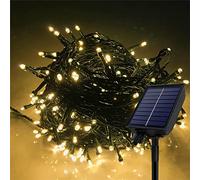 FIVMEN Guirlande lumineuse solaire d'extérieur - 100 m - 1000 LED - Résistante aux intempéries - Étanche IP44 - Avec panneau solaire et USB - Décoration de Noël - Éclairage extérieur - Blanc chaud