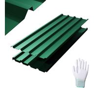 FIVMEN Lot de 12 plaques trapézoïdales 1 150 x 450 mm - En tôle ondulée - Pour toiture - Avec gants et vis - Plaque ondulée - 6,2 m² - Vert