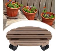 FIVMEN Lot de 2 planches à roulettes rondes pour plantes WPC - 30 cm - Soucoupe avec roulettes - Pour l'extérieur - 100 kg - Marron