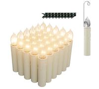 FIVMEN Lot de 30 bougies LED sans fil flottantes pour sapin de Noël - Sans flamme - Avec télécommande - Fonctionne avec piles - Blanc chaud - Avec crochets et clips