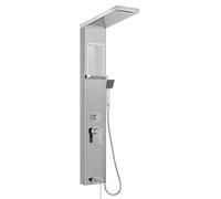FIVMEN Panneau de Douche en Acier Inoxydable - Colonne 5 Fonctions - Pluie, Cascade, Buses de Massage, Douchette Manuelle - Robinet - Kit Complet - Argenté