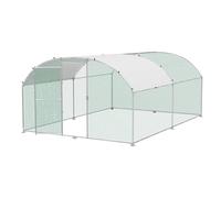 FIVMEN poulailler 3 x 4 m enceinte extérieure poulets acier zingué, poulailler avec arc, protection solaire, toit, porte et poteau, enclos de volaille stable, cage à poulet, petit enclos pour animaux