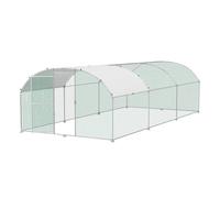 FIVMEN poulailler 3 x 6 m enceinte extérieure poulets acier zingué, poulailler avec arc, protection solaire, toit, porte et poteau, enclos de volaille stable, cage à poulet, petit enclos pour animaux