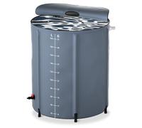 FIVMEN Récupérateur Eau de Pluie 200 litres Fût de Pluie Pliable Réservoir d'eau Cuve Eau de Pluie en PVC avec Couvercle, Gris Foncé
