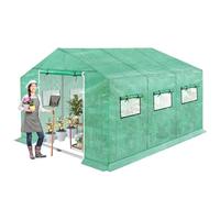 FIVMEN Serre de jardin en film plastique 4,5 x 2 x 2 m avec fenêtre et porte - Serre à tomates - Serre à tomates pour le jardin - Vert