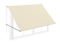 FIVMEN Store à bras articulé rétractable avec cordon et tige de support en aluminium pour balcon, protection solaire pour fenêtre, terrasse, balcon 200x145 cm, Beige