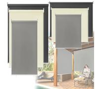 FIVMEN Store Enrouleur Occultant Exterieur Thermique Isolant Store à Rouleau Vertical Opaque à Traction Latérale Store Obscurcissant Protection Solaire pour Fenêtres, 100x140cm Beige