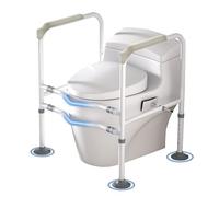 FIVMEN Support pour toilettes - Réglable en hauteur - Avec accoudoirs - Support de toilettes - Poignées sans perçage - Pour personnes âgées et handicapées - Charge maximale : 200 kg