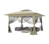 FIVMEN - Tonnelle pliante 4 x 4 - Pop up - Stable et résistante à l'hiver - Tente de fête - Pavillon pliable - Hauteur réglable avec double toit et 4 panneaux latéraux moustiquaires - Pavillon de