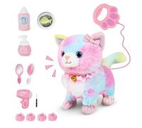 Fivtsme Chien Électronique interactif, Chien de Jouets Électriques, Jouet électronique en Peluche pour Chat avec Laisse télécommandée, Marche, Aboiements, Cadeau Fille 3 4 5 6+ Ans