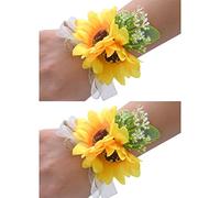 Fiwisora Lot de 2 bracelets de poignet tournesol pour mariage, bal de fin d'année, fête, bal de fin d'année, bal de fin d'année, danse