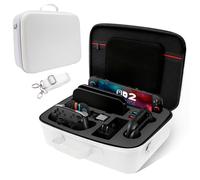 FIWWAT Carrying Case for Nintendo Switch 2, Portable Travel Storage with Game Card Slots, Fit for Switch 2 Console Pro Controller, Dock & Accessories, Waterproof Hard Protective Shell - White