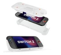 FIWWAT Coque de Protection pour Nintendo Switch 2, Coque Avant en PC Rigide + Coque arrière en TPU Souple, Anti-Rayures, Prise en Main Ergonomique, Compatible avec la Nouvelle Switch 2 2025 - Blanc