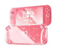 FIWWAT Coque Étui de Protection pour Nintendo Switch 2 2025, Conception Ergonomique, Couvercle de boîtier en TPU Souple Transparent pour Switch 2, Anti-Rayures, Facile à Installer - Paillettes