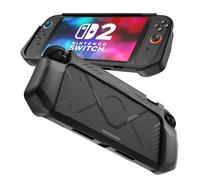 FIWWAT Étui de Protection pour Switch 2, Coquille Souple Anti-Rayures avec poignée Ergonomique pour Nintendo Switch 2, Absorption des Chocs et Couvercle de boîtier antidérapant - Noir