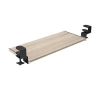 FIX&EASY Support coulissant pour clavier ordinateur souris avec tablette tiroir et pince noir, plateau 800X400mm chêne sonoma décor, glissières galvanisé 400mm avec verrouillage pour bureau pc table