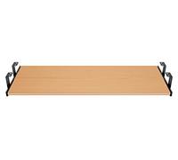 FIX&EASY Support coulissant pour clavier ordinateur souris avec tablette tiroir, plateau 800X400mm hêtre décor, 27mm rails noir glissières 400mm avec verrouillage pour bureau et pc table