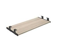 FIX&EASY Support coulissant Up&Down pour clavier ordinateur et souris avec tablette tiroir 600X300mm chêne sonoma décor, rails réglable en hauteur noir glissières 300mm avec verrouillage pour pc table