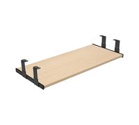 FIX&EASY Support coulissant Up&Down XL p. clavier ordinateur et souris avec tablette tiroir 600X500mm hêtre décor, rails réglable en hauteur noir glissières 500mm avec verrouillage pour pc table