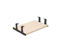 FIX&EASY Support coulissant Up&Down XL p. clavier ordinateur souris avec tablette tiroir 390X400mm hêtre bois massif, rails réglable en hauteur noir glissières 400mm avec verrouillage pour Laptop