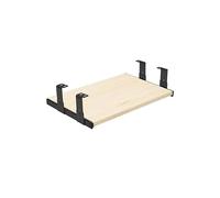 FIX&EASY Support coulissant Up&Down XL p. clavier ordinateur souris avec tablette tiroir 390X400mm pin épicéa bois massif, rails réglable en hauteur noir glissières 400mm avec verrouillage pour Laptop