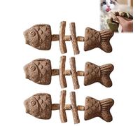 Fix Your Cat Lot de 3 jouets créatifs naturels en forme d'os de poisson pour chat, jouets interactifs à mâcher, jouets à mâcher, temps de jeu interactif, pour nettoyer les dents de chat (B)