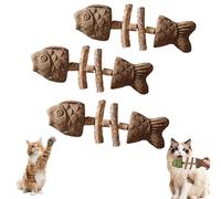 Fix Your Cat’s Dental Health, Natural Fishbone Catnip & Silvervine Chew Toy, New Wooden Teeth Cleaning Stick, Interactive Kitten Chew Playthings, for Cats Teeth Cleaning (Insect Gall Fruit,3pcs)