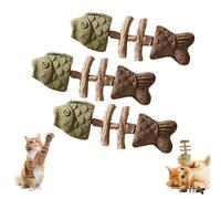 Fix Your Cat’s Dental Health, Natural Fishbone Catnip & Silvervine Chew Toy, New Wooden Teeth Cleaning Stick, Interactive Kitten Chew Playthings, for Cats Teeth Cleaning (Mixed Flavors,3pcs)