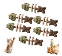 Fix Your Cat’s Dental Health, Natural Fishbone Catnip & Silvervine Chew Toy, New Wooden Teeth Cleaning Stick, Interactive Kitten Chew Playthings, for Cats Teeth Cleaning (Mixed Flavors,6pcs)