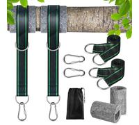 Fixation de Balançoire 2*150CM, Sangle Balancoire Arbre, Kit de Fixation pour Hamac, Fauteuil Suspendu, Balançoire, Arbre de fixation avec 2 coussins de protection pour arbre, 2 Mousquetons de qualité
