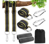 Fixation de balançoire, fixation de hamac, kit de fixation pour hamac, fauteuil suspendu, balançoire, arbre de fixation avec 2 coussins de protection pour arbre, 2 mousquetons de qualité supérieure et