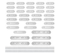 Fixation Droits Plats Plaques, 35 Pièce Patte de Fixation Métal Acier Inoxydable, Plaques D'assemblage Perforée Plates Argent avec Vis, pour Fixer Tables, Chaises, Lits 0XBIT