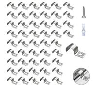 Fixation grillage rigide sur mur, collier de serrage inox pour câble et tuyau, P-Clip, Tube Clips, Trou Clips, Attaches murales en U à trou unique Ø8mm,kit 50 pièces installation intérieure extérieure