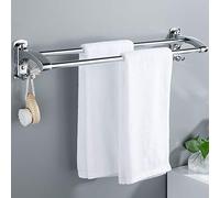 Fixation Murale Double Couche en Acier Inoxydable 304, pour La Salle De Bains Et La Cuisine, Barre Porte-Serviettes, Finition Chrome, Deux Crochets Silver 70cm