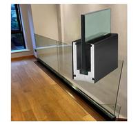 Fixation par pince for garde-corps en aluminium et verre - Montage polyvalent au sol/encastré/latéral for balcons, jardins et piscines(Black,L300CM)