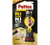 Pattex Ni Clou Ni Vis Click & Fix, colle de fixation sous forme d'applicateur pré-dosé, jusqu'à 20 doses, colle rapide sur tous matériaux, colle blanche, 30 g