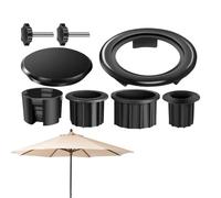 Fixation Pour Support De Parasol De Terrasse - Ensemble De 7 Pièces En ABS + Support De Montage En Acier | Manchon De Fixation Léger Et Résistant À L'usure Avec Tige À Vis Et Cache-trous | Accessoires