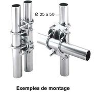 Erard Fixation universelle 800998 pour 2 tubes Ø25 à 50, parallèles ou 90°