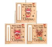 Fixations en espèces de Noël en bois | 3 pièces de décoration en bois - Ornement du distributeur d'argent | Pour l'arbre de Noël, vacances, l'argent, anniversaires, garçons et filles