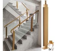 Fixations for poteaux de garde-corps en verre en acier inoxydable doré - Système de balustrade durable for balcon, terrasse et jardin(Gold Mid Post,145cm)
