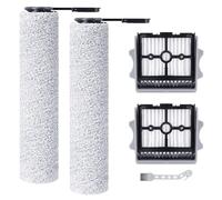 Fixbetter Rouleau de brosse de rechange et Filtre HEPA pour Tineco Floor One Stretch S6 Aspirateur Eau et Poussière Laveur de Sols, 2 rouleaux de brosse + 2 filtres + 1 brosse de nettoyage