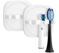 FIXCHORD Porte Brosse à Dents Électrique 2 Pièces, Porte-Brosse à Dents Mural avec Autocollant 3M, Support de Tête de Brosse à Dents pour la Salle de Bain, Blanc