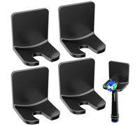 FIXCHORD Support Brosse a Dent Electrique 4 Pièces, Porte Brosse à Dents Electrique avec Autocollant 3M, Support de tête de Brosse à dent pour la Salle de Bain, Noir