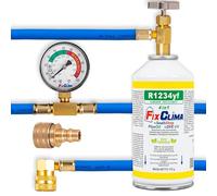 FixClima Gaz Réfrigérant R1234YF pour Systèmes de Climatisation Automobiles depuis 2016 - Kit 4en1 avec Manomètre et Détection UV