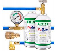 FixClima Kit Recharge R1234YF pour Systèmes de Climatisation Automobiles depuis 2016 - Double Gaz avec Adaptateur
